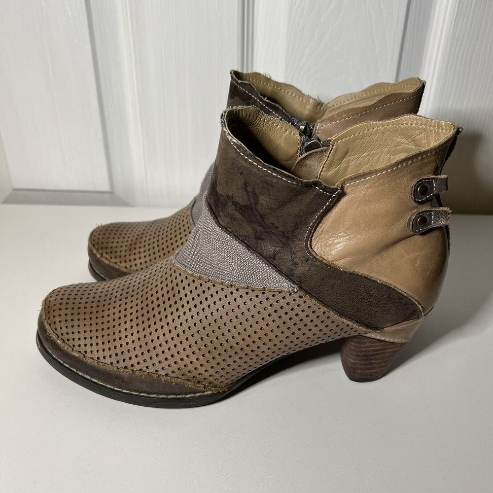 Elite by Corkys Womens Sz 11‎ Rags Ankle Boots Leather Mixed Media Boho Artsy